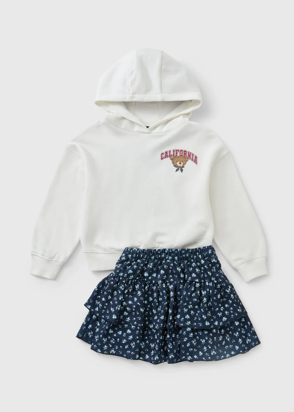 Girls Cream Bear Hoody & Skirt Set (7-15yrs) - 7 Yrs Image 1