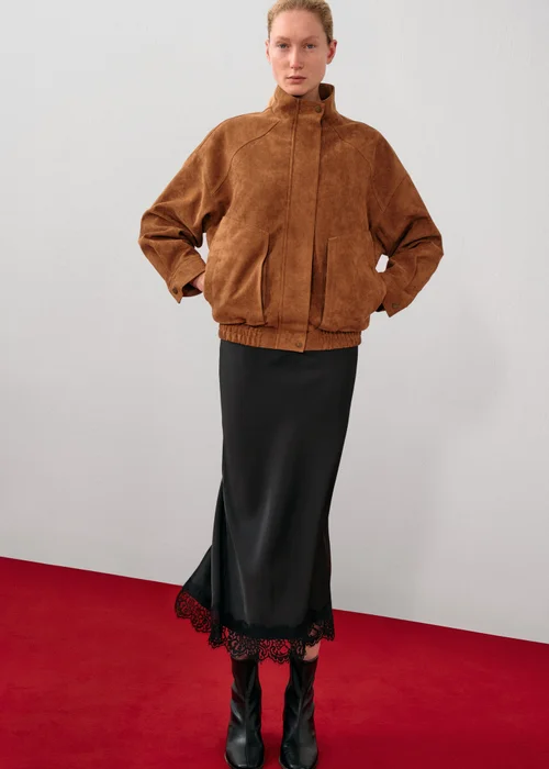 Tan Faux Suedette Bomber Jacket - 8 Image 2