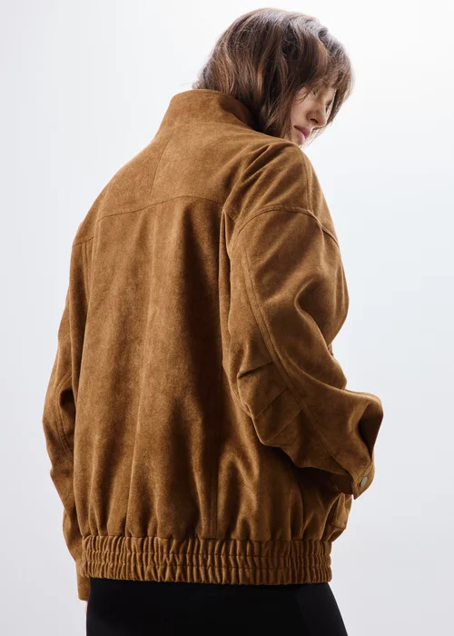Tan Faux Suedette Bomber Jacket - 8 Image 3