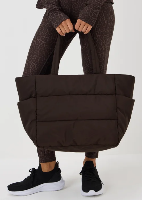 Chocolate Brown Nylon Padded Tote Bag - One Size Image 1