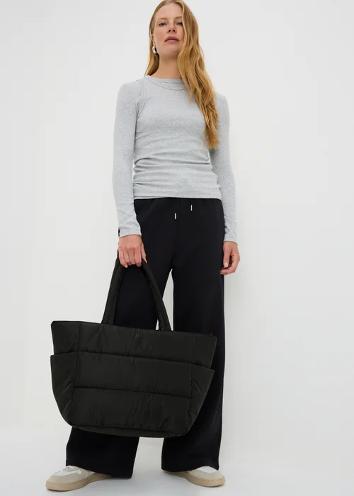 Black Nylon Padded Tote Bag - One Size Image 1