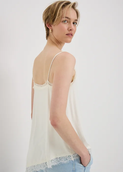 Cream Satin Lace Asymmetric Cami Top - 8 Image 2