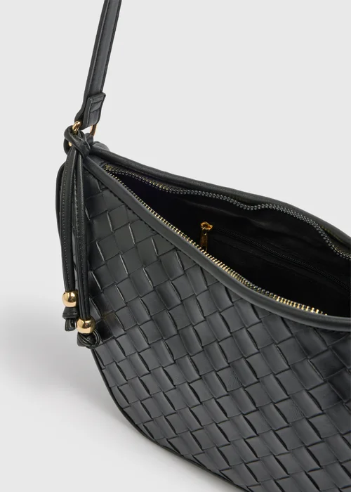 Black Weave Crossbody Bag - One Size Image 4