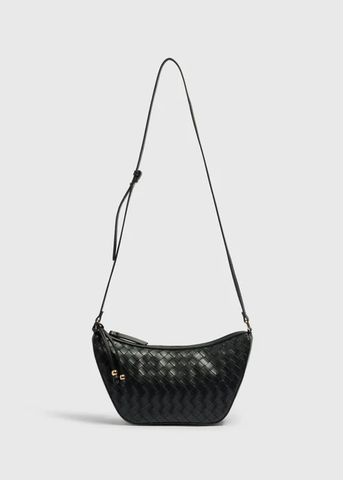 Black Weave Crossbody Bag - One Size Image 3