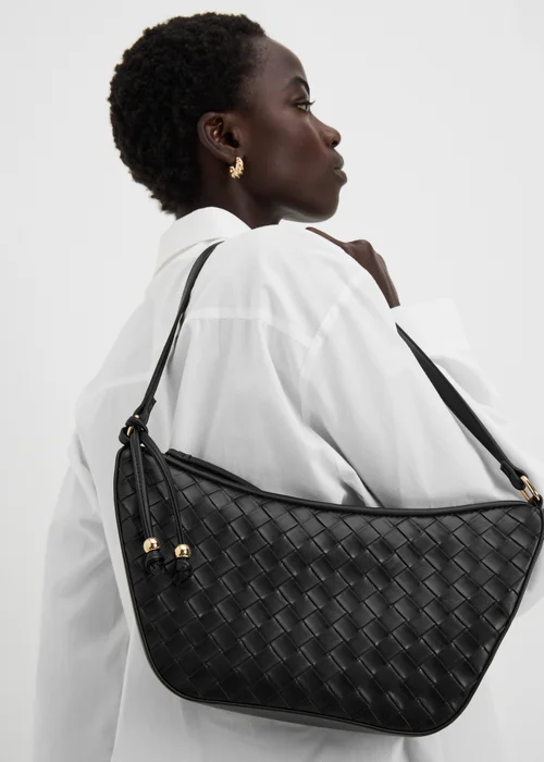 Black Weave Crossbody Bag - One Size Image 1