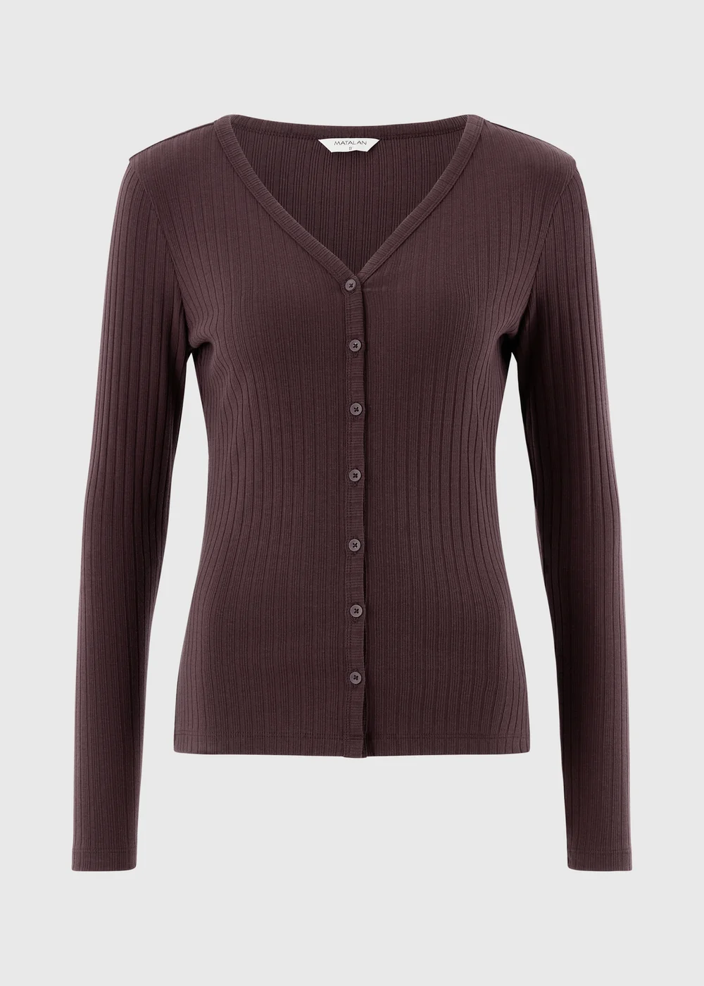 Raisin Ribbed V-Neck Cardigan - 8 Image 4