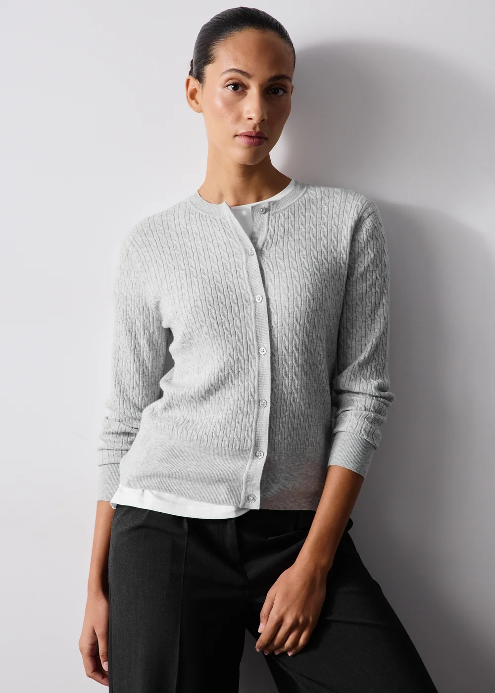 Grey Button Through Cardigan - 8 Image 1