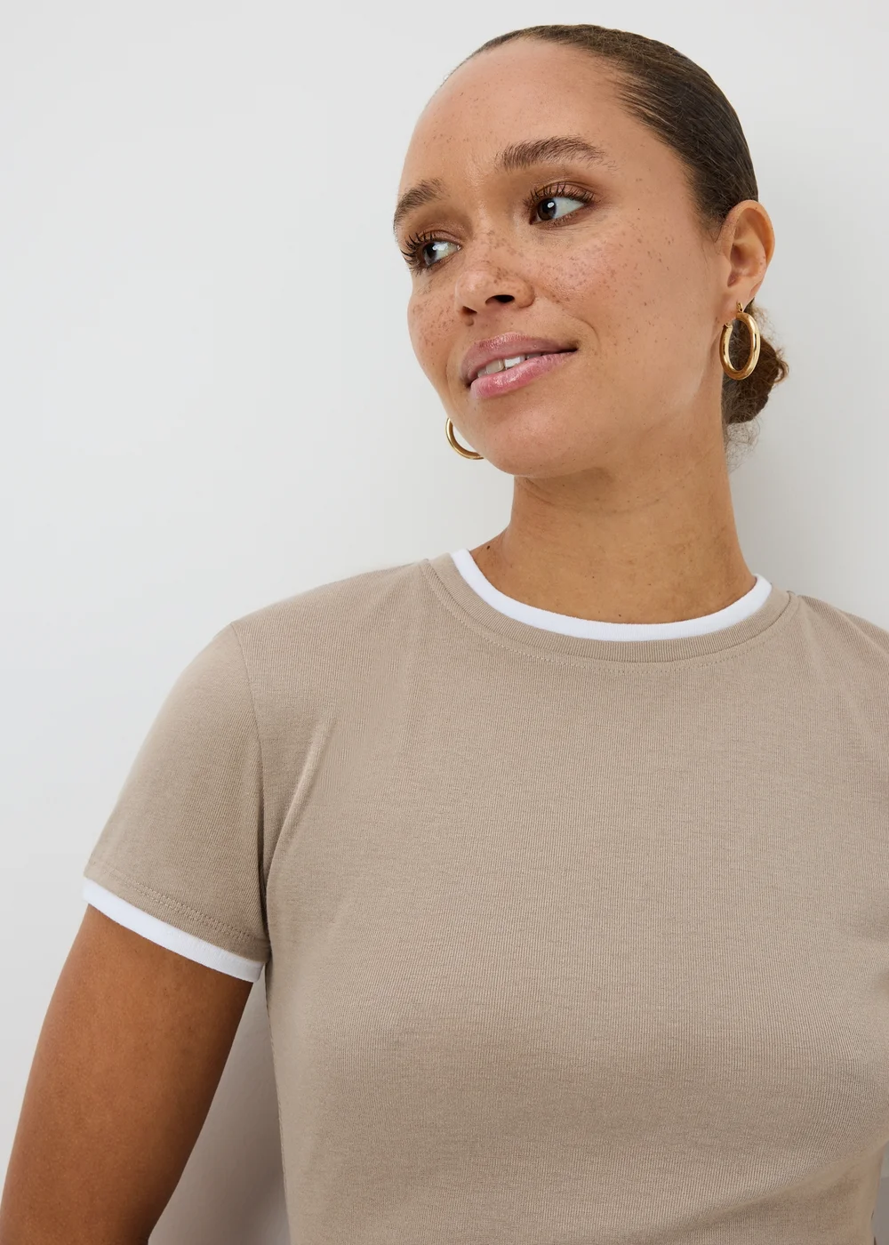 Taupe Double Layer T-Shirt - 8 Image 3