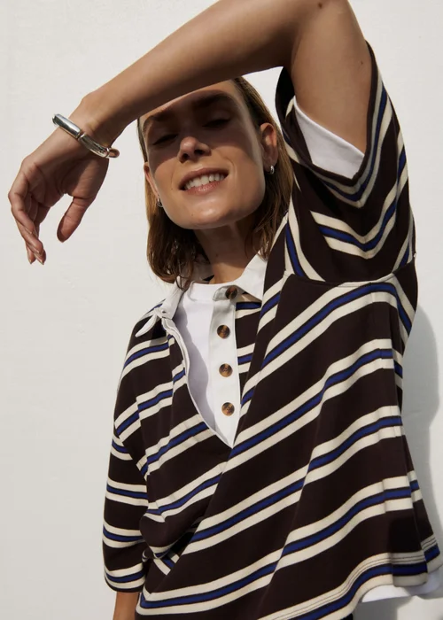 Chocolate Stripe Rugby Shirt - S Image 1