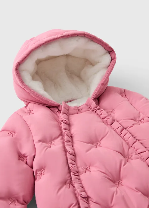 Baby Pink Bow Snowsuit (0-23mths) - Up to 1 Month Image 2