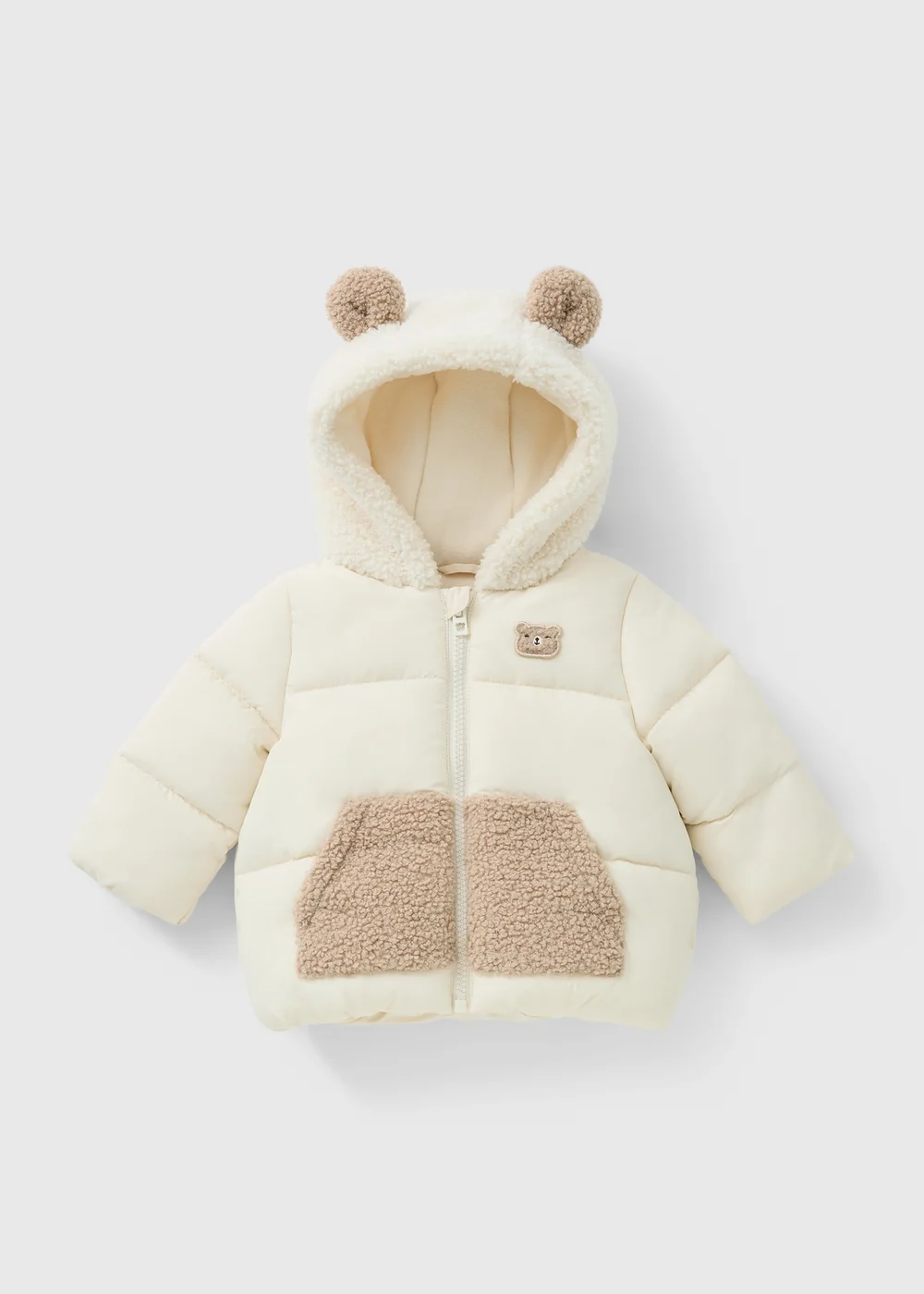 Baby Cream Bear Coat (0-23mths) - Up to 1 Month Image 1