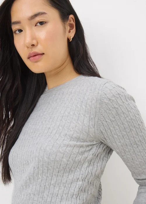 Grey Babycable Knit Jumper - 8 Image 3