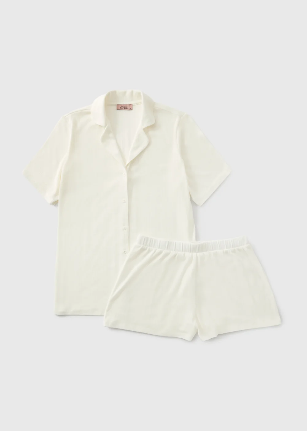 Cream Boxy Pointelle Button Up Pyjama Set - XS Image 2
