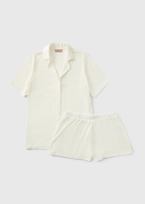 Cream Boxy Pointelle Button Up Pyjama Set - XS Image 2