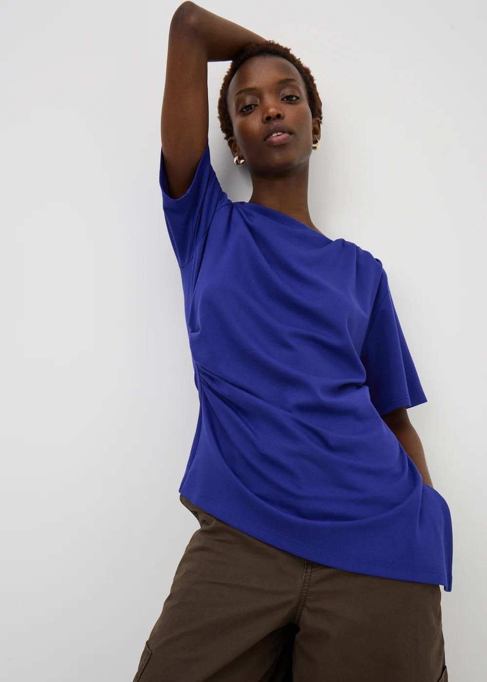 Blue Asymmetric Drape T-Shirt - 14 Image 1