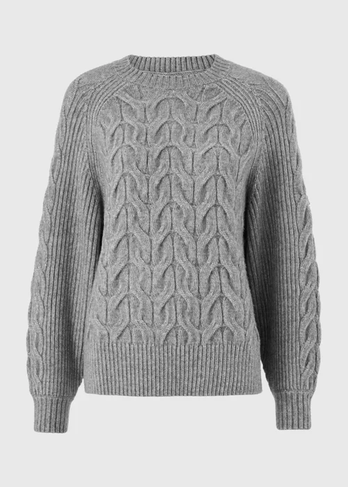 Grey Marl Cable Knitted Jumper - XS Image 5