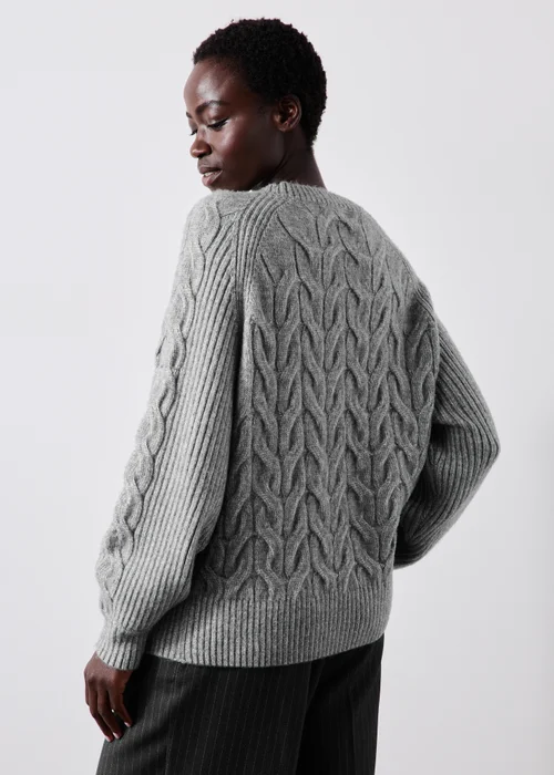 Grey Marl Cable Knitted Jumper - XS Image 2