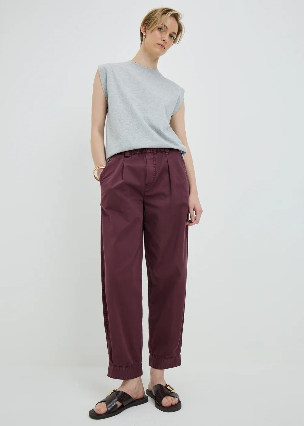 Burgundy Cuffed Trousers - 8 Image 1