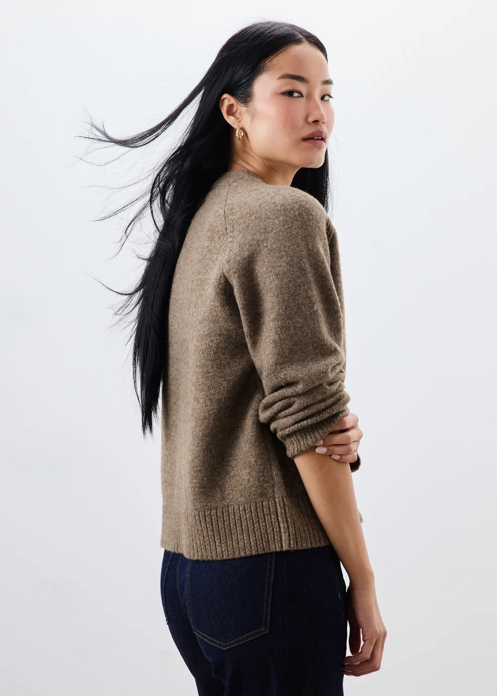 Taupe Button Thru Knitted Cardigan - S Image 2