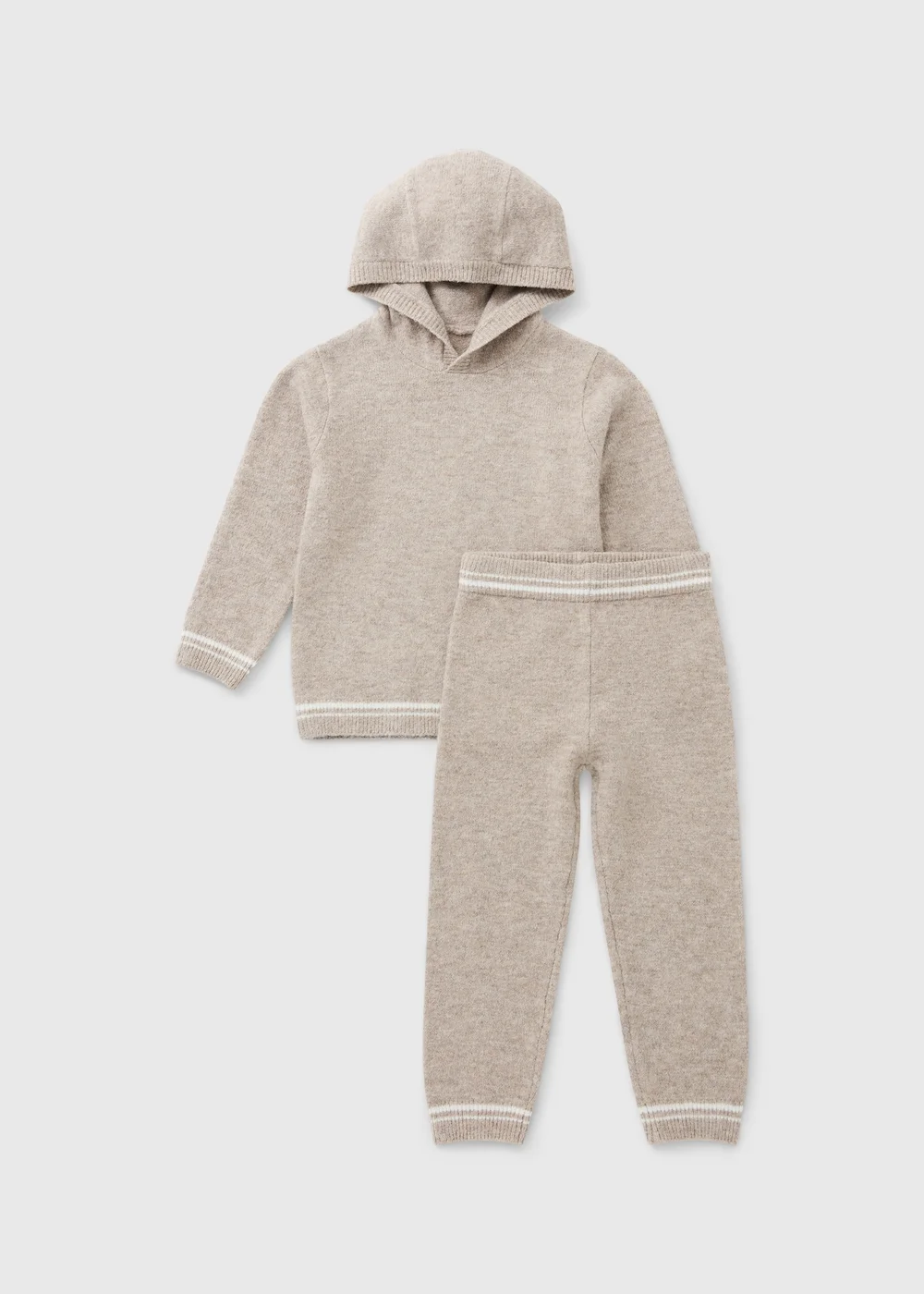 Boys Oatmeal Knitted Hoodie & Jogger Set (1-8yrs) - 1-1.5 Yrs Image 1