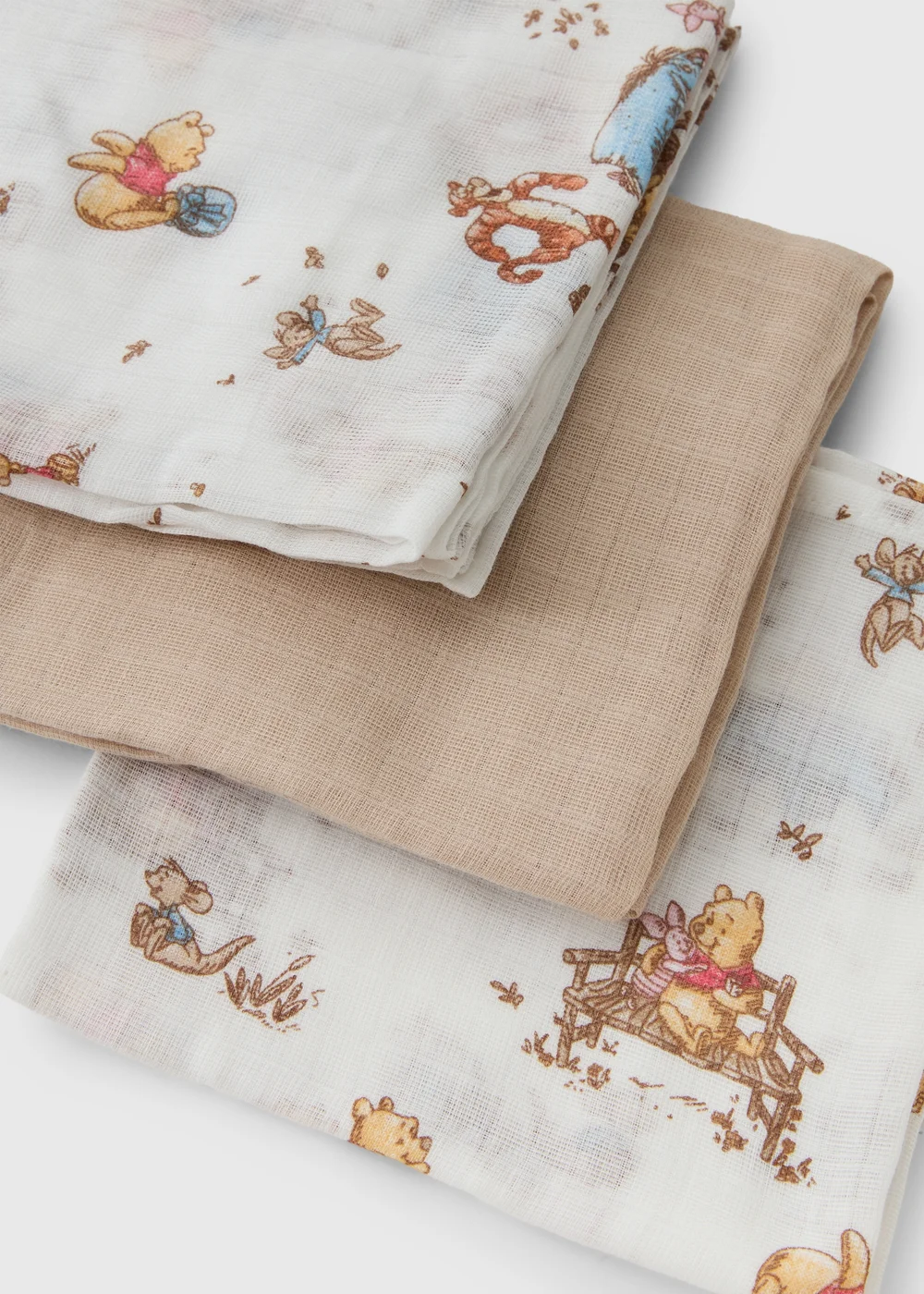 Disney Winnie The Pooh 3 Pack Cream Muslin Cloths - One Size Image 2