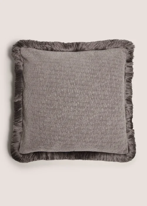 Grey Fringe Cushion Image 1