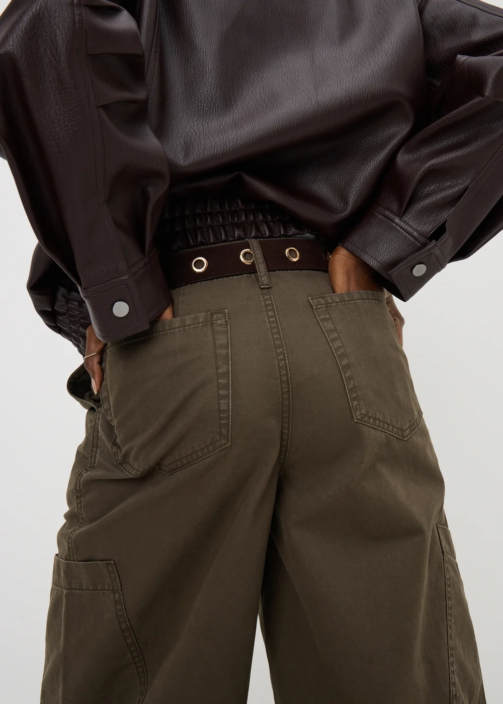 Khaki Utility Barrel Leg Trousers - 8 Image 2