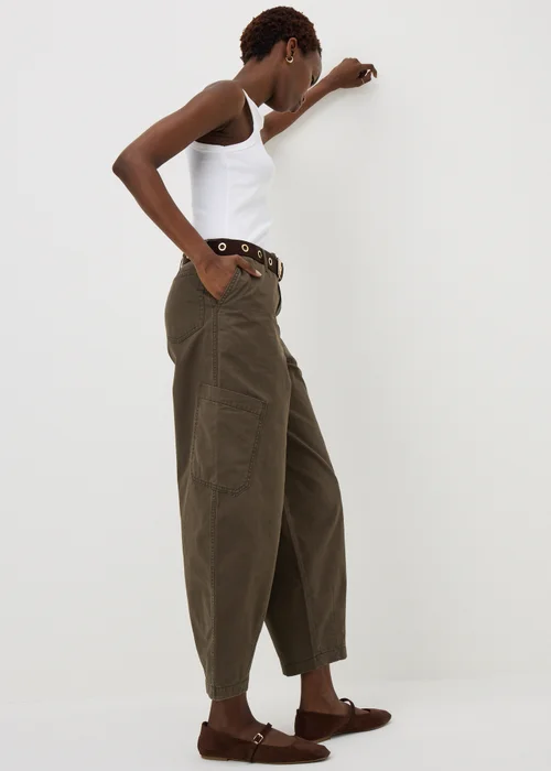 Khaki Utility Barrel Leg Trousers - 8 Image 1