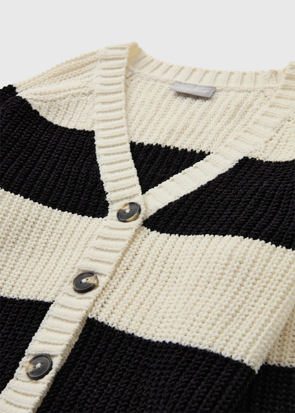 Girls Black/Cream Striped Cardigan - 7 Yrs Image 2