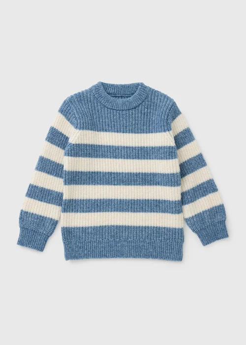 Boys Blue Stripe Fisherman Knitted Jumper (1-8yrs) - 1-1.5 Yrs Image 1