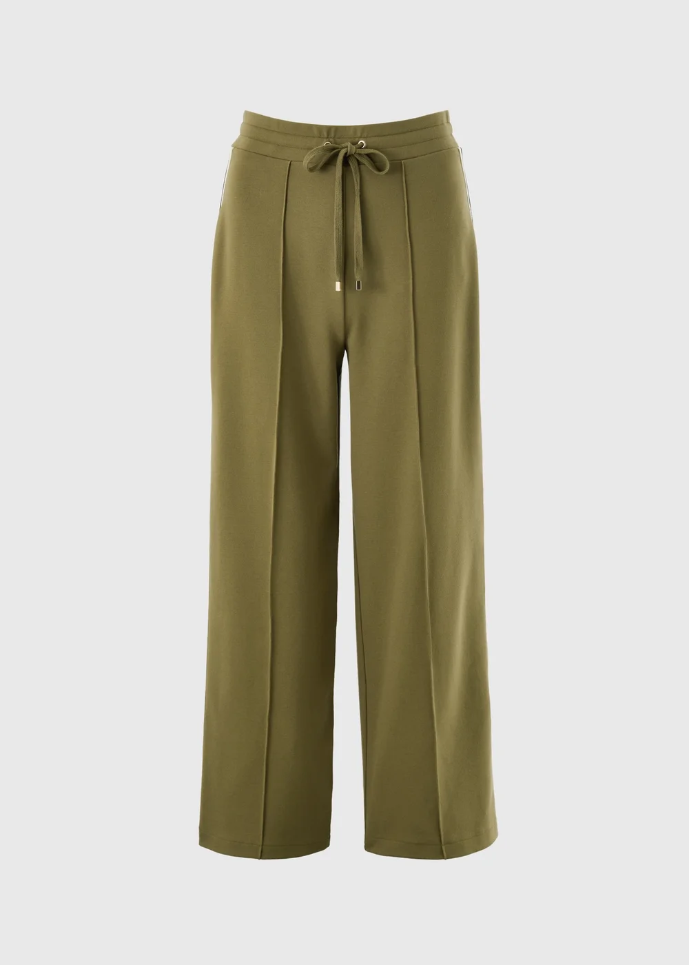 Olive Wide Leg Stripe Trousers - 8/L29 Image 4