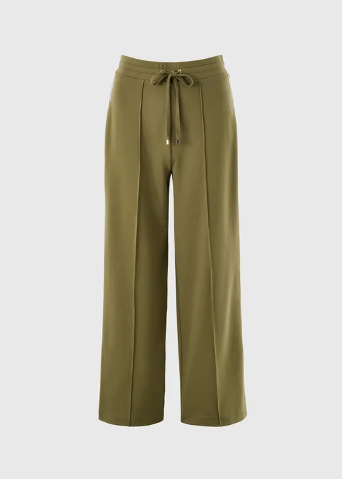 Olive Wide Leg Stripe Trousers - 8/L29 Image 4