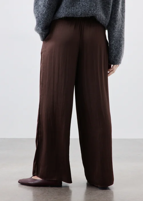 Brown Satin Wide Leg Trousers - 20/L29 Image 2