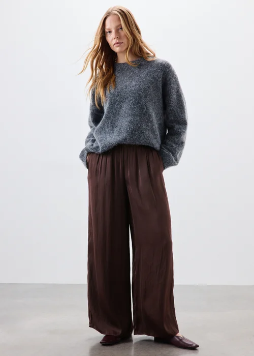 Brown Satin Wide Leg Trousers - 20/L29 Image 4