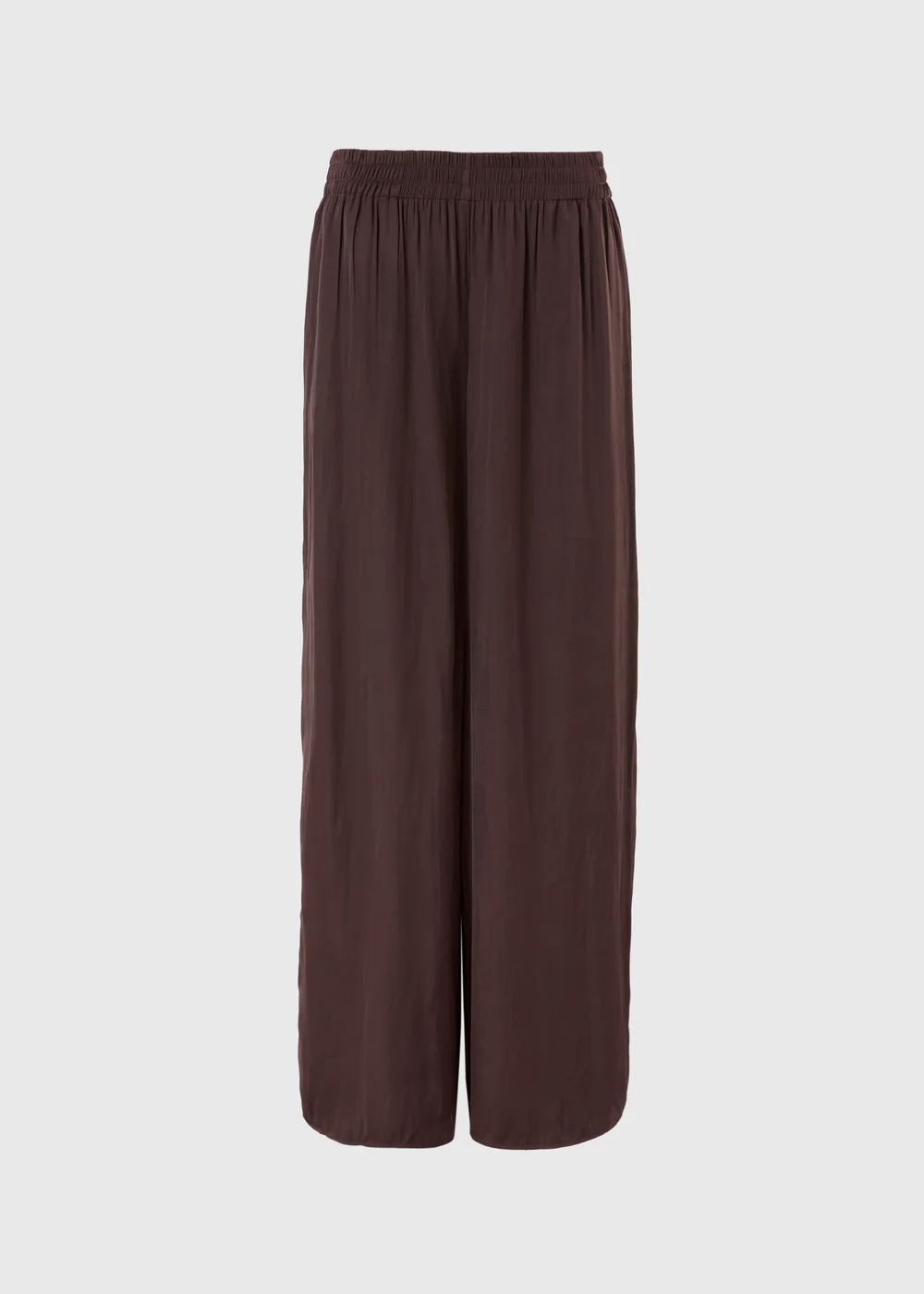 Brown Satin Wide Leg Trousers - 8/L29 Image 1