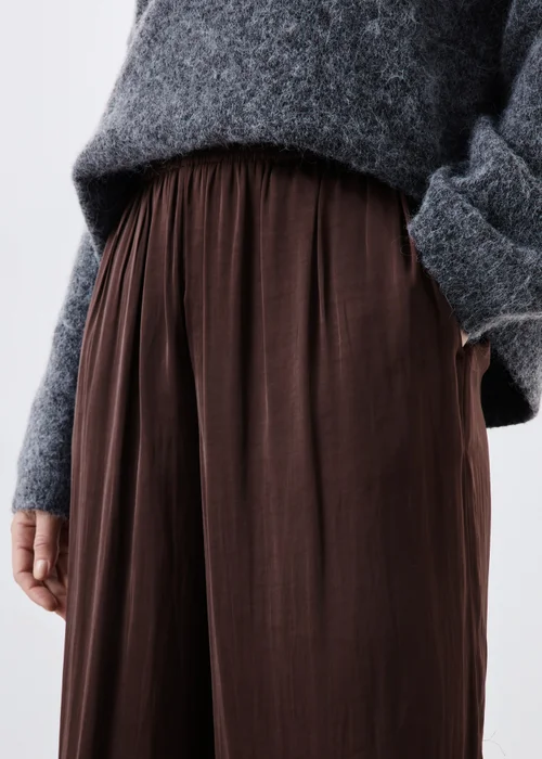 Brown Satin Wide Leg Trousers - 20/L29 Image 3