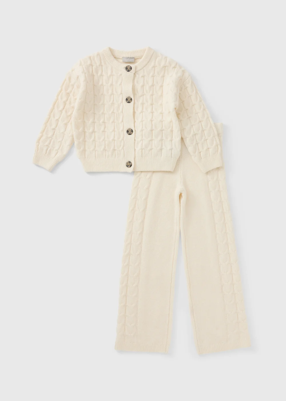 Cream Cable Knit Co-ord Set - 7 Yrs Image 1
