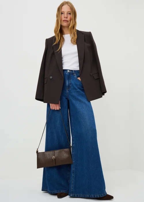 Chocolate Brown Thin Shoulder Bag - One Size Image 1