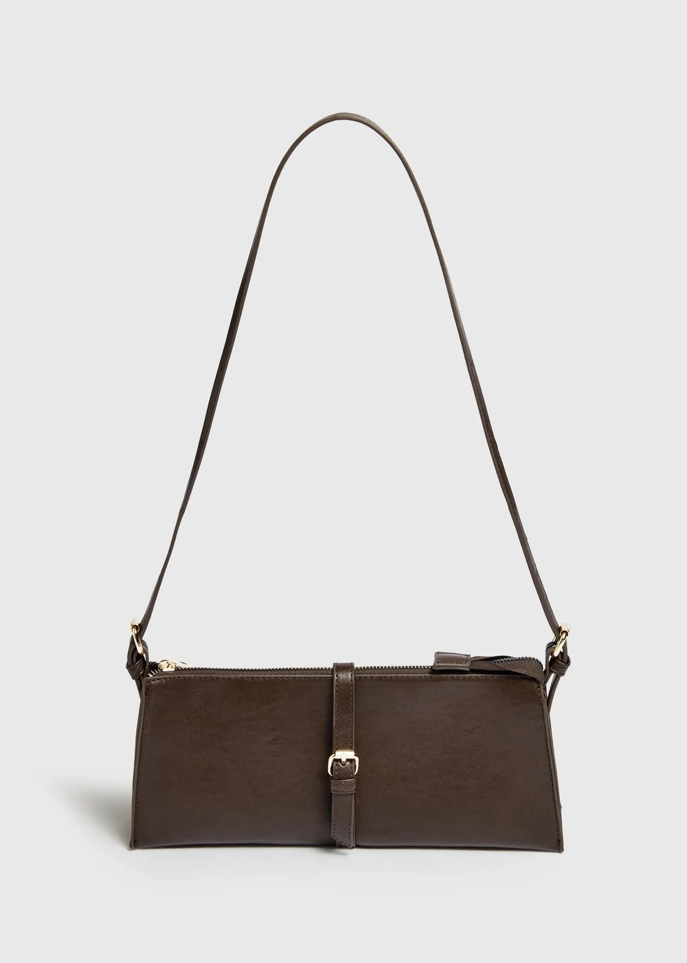 Chocolate Brown Thin Shoulder Bag - One Size Image 2