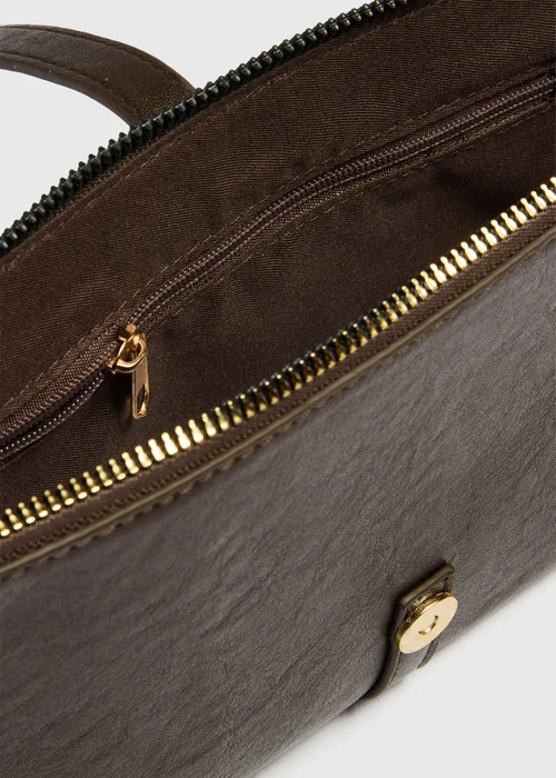 Chocolate Brown Thin Shoulder Bag - One Size Image 3