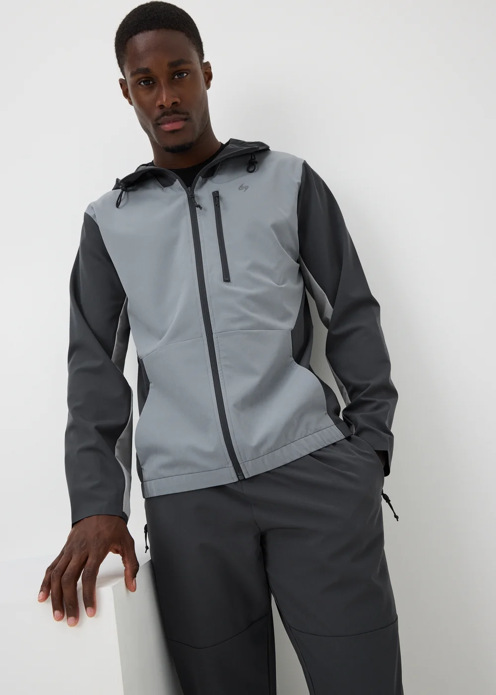 Souluxe Charcoal Woven Co Ord Sports Jacket - XS Image 1