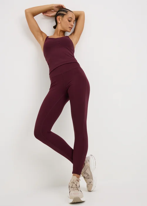 Souluxe Burgundy Long Length Gym Leggings - 8 Image 2
