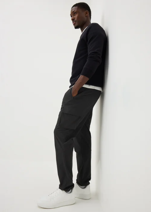 Black Cuffed Cargo Trousers - S Image 1