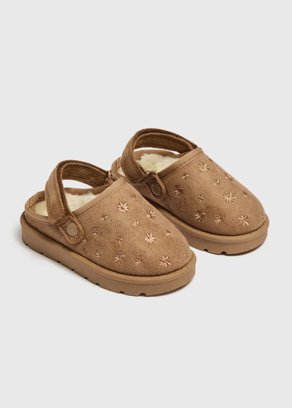 Girls Tan Floral Embellished Mule (Younger 4-12) - 6 Infants Image 1