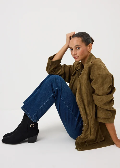 Black Faux Suede Ankle Boots - 3 Image 2