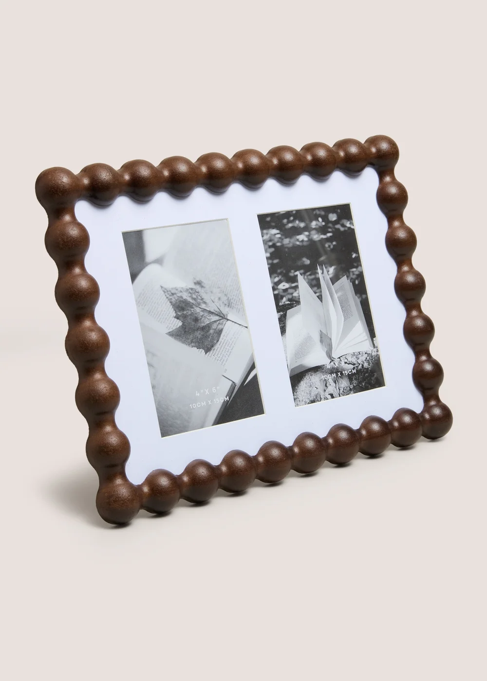 Wooden Brown Bubble Double Frame Image 1