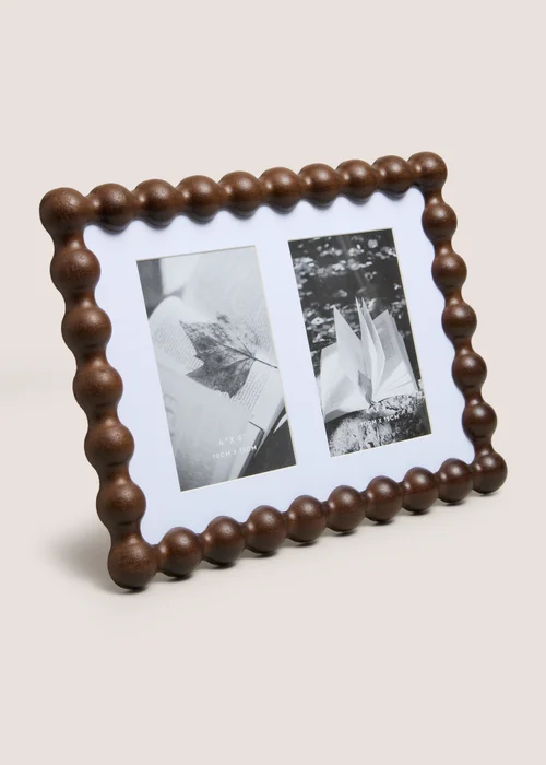 Wooden Brown Bubble Double Frame Image 1