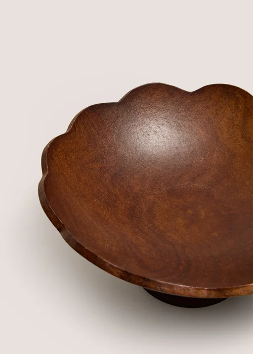 Wooden Scallop Pedestal Bowl Image 2