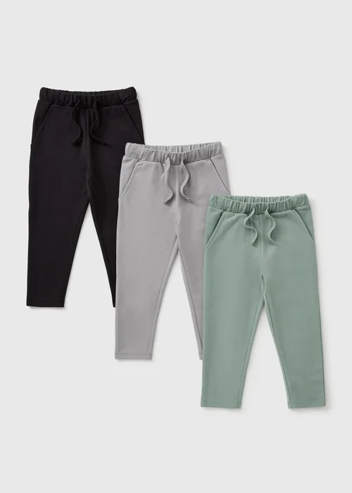 3 Pack Sage Grey & Black Jogging Bottom (1-8yrs) - 1-1.5 Yrs Image 1