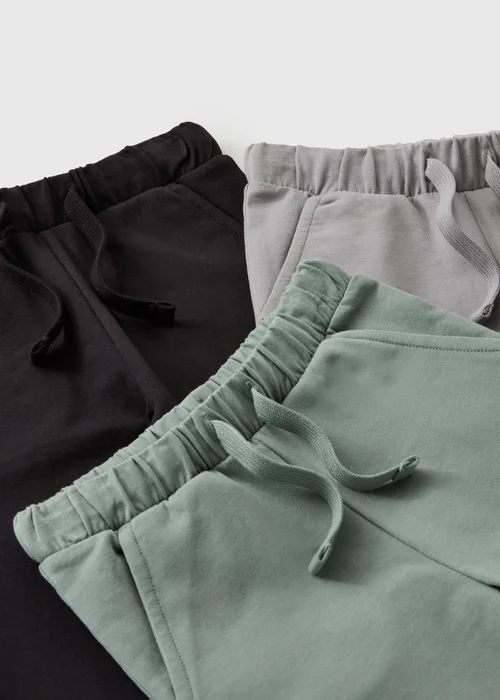 3 Pack Sage Grey & Black Jogging Bottom (1-8yrs) - 1-1.5 Yrs Image 2